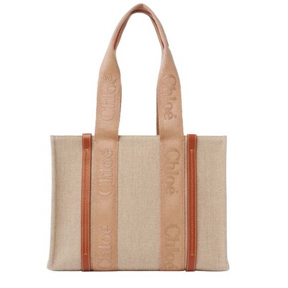 NEW! CHLOE WOODY MEDIUM CANVAS TOTE BAG NWT AUTHENTIC - Picture 1 of 14